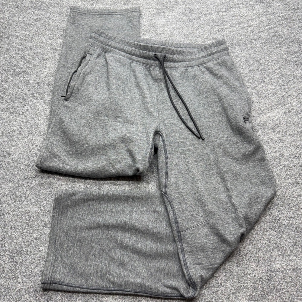 Fabletics Mens Gray Heathered Fleece Sweatpants Drawstring Zip Pockets L REG